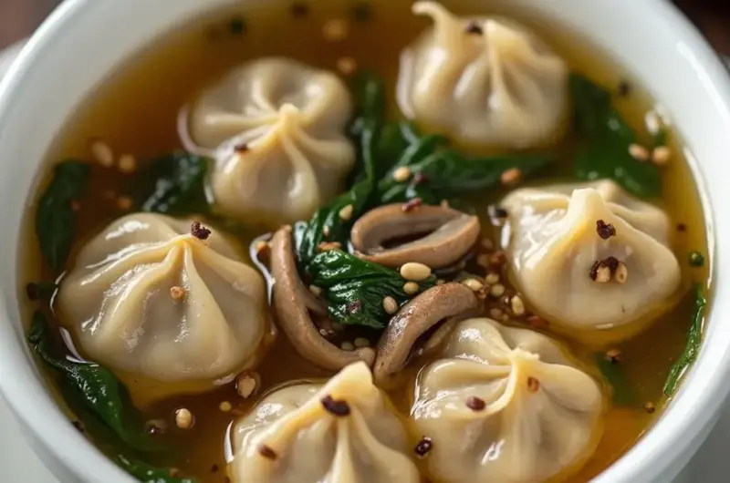 Potsticker Soup with Mushrooms & Bok Choy