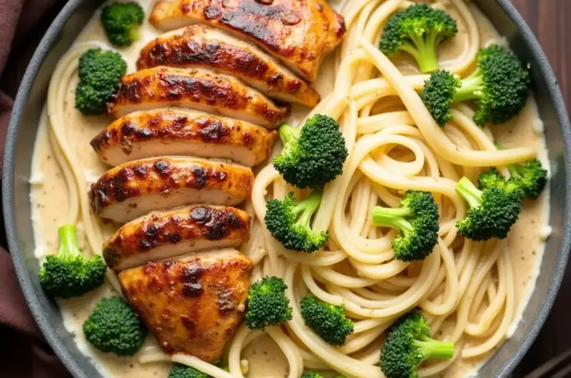 Cajun Chicken and Broccoli Alfredo Pasta