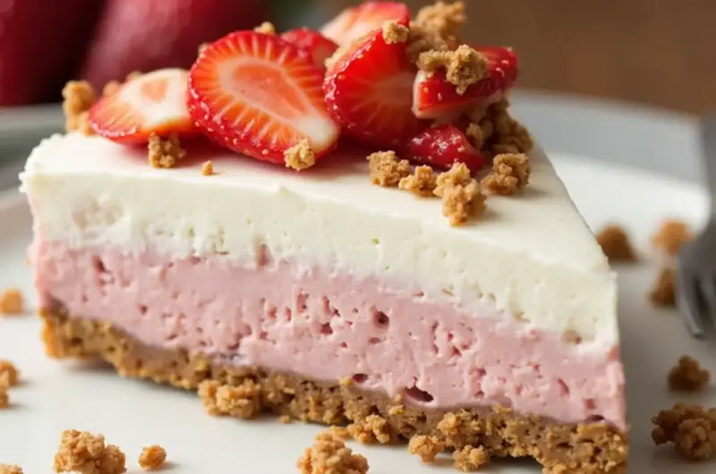 No-Bake Strawberry Crunch Cheesecake